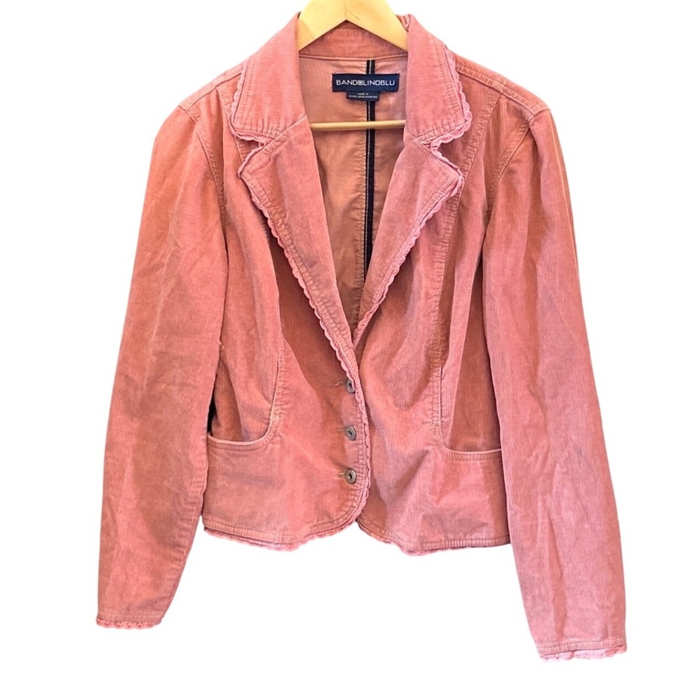 Bandolino Blu Pink Corduroy Blazer Jacket Cottagecore Vintage Y2K Feminine Sz M